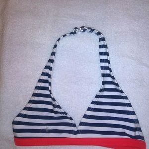 Girls halter swim top black & white strip